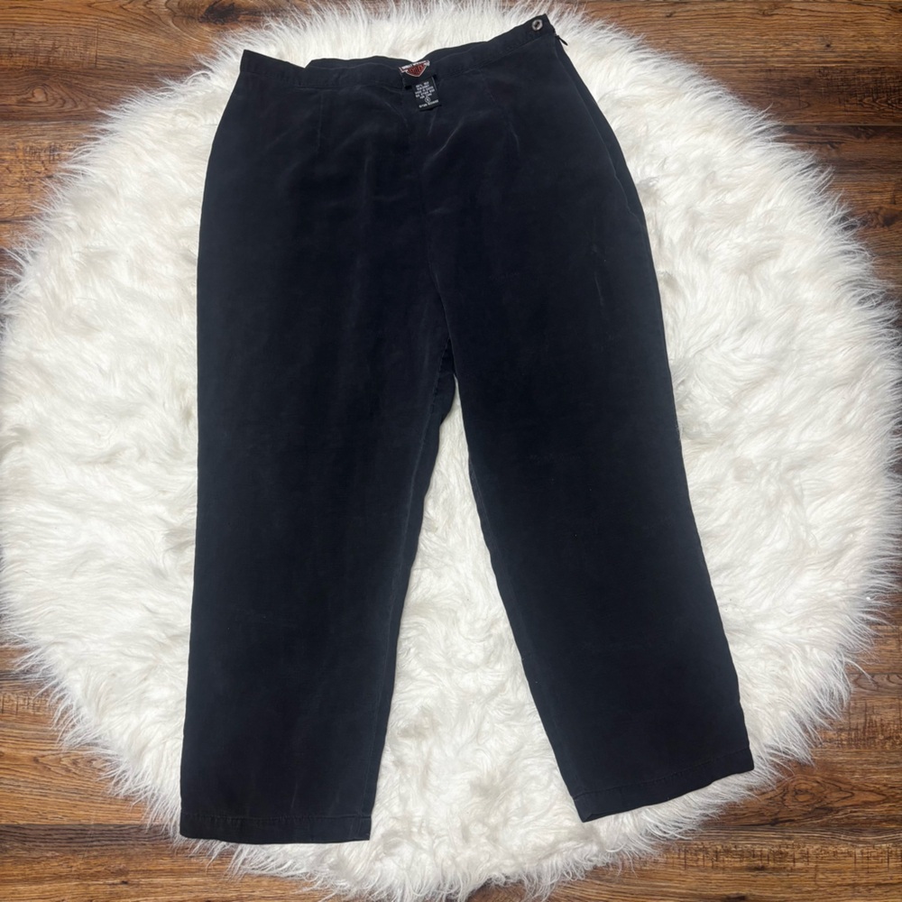 Harley Davidson 100% Silk Black Cropped Pants size 8